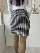 New Look (M) Fekete-Fehér Kockás, Hátul Cipzáros Bélés Nélküli Szoknya