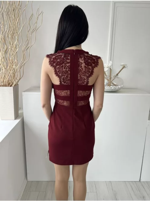 Express (M) Bordó Felül Csipkebetétes, Hátul Cipzáros Szoknyarészben Bélelt Ruha