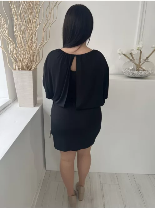 Dorothy Perkins (L) Fekete Hátul Nyakban Gombos Felül Dupla Anyagú, Rugalmas Ruha