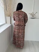 Boohoo (XL) Színes Mintás V Kivágású, Fodros szegélyxű Buggyos Ujjú Ruha