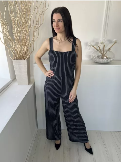 Primark (M) Fekete Fehér Csíkos, Oldalt Cipzáros Pántos Overál