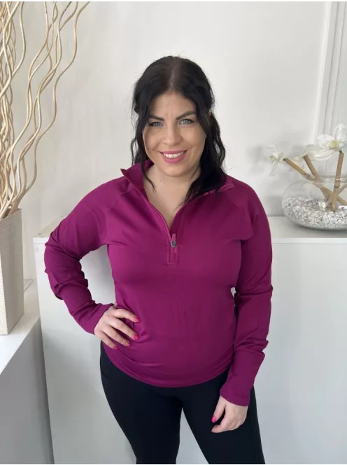 ÚJ Dunnes (L) Lila Mellnél Cipzáros Anyagában Mintás Felső