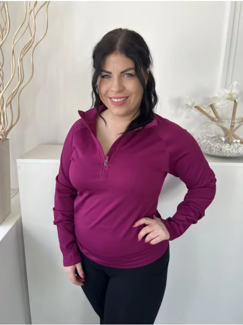 ÚJ Dunnes (L) Lila Mellnél Cipzáros Anyagában Mintás Felső