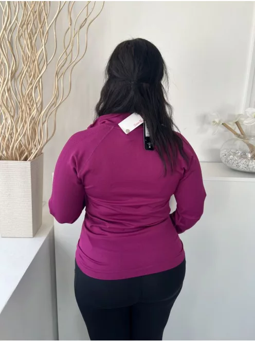 ÚJ Dunnes (L) Lila Mellnél Cipzáros Anyagában Mintás Felső