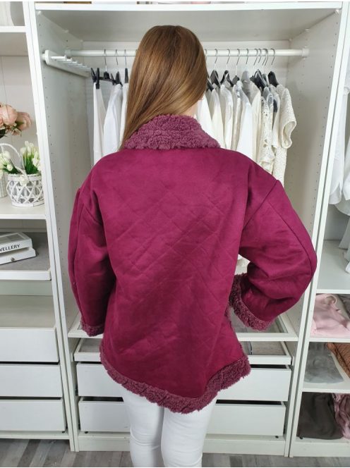 Shein (M) Padlisánlila Kapocs Nélküli,Zsebes Belül Műszörme Anyagú Kabát