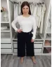  ÚJ M&S (L) Indigókék Cipzáras, Kapcsos Zsebes, Makrokordbársony Anyagú Nadrág
