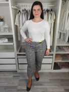 ÚJ M&S (L) Fekete-Fehér Kockamintás Cipzáras, Zsebes Nadrág