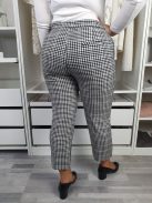 ÚJ M&S (L) Fekete-Fehér Kockamintás Cipzáras, Zsebes Nadrág