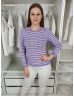   Primark (M) Lila Fehér Csíkos Gépikötött, Kerek Nyakú Felső
