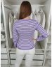   Primark (M) Lila Fehér Csíkos Gépikötött, Kerek Nyakú Felső
