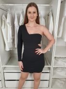 ÚJ New Look (M) Fekete Félvállas, Rugalmas Anyagú Oldalán Kivágott Ruha