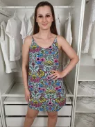 TopShop (M) Kék Színes Virágos Pántos Ruha