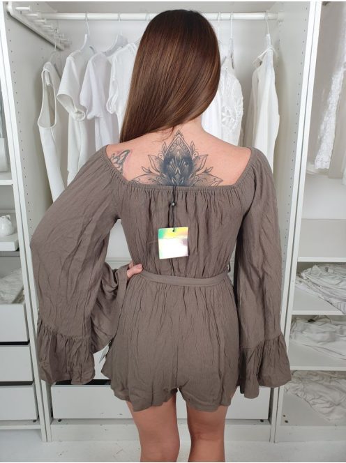 ÚJ Missguided (XS) Khaki Gumisderekú, Megkötős Lenge, Bő Fazonú Overál