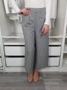 Primark (S) Fehér-Fekete Tyúklábmintás, Oldalt Cipzáros Elől Díszhajtásos, Zsebes Nadrág