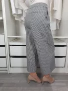 Primark (S) Fehér-Fekete Tyúklábmintás, Oldalt Cipzáros Elől Díszhajtásos, Zsebes Nadrág