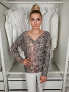 Next (XS) Barna-Színes Kígyóbőrmintás Hátán V-kivágású Felső