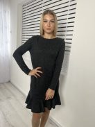 M&S (XS) Grafitszürke Kötött, Kereknyakú Alján Fodros Ruha