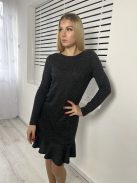 M&S (XS) Grafitszürke Kötött, Kereknyakú Alján Fodros Ruha